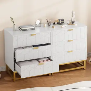 Garvee 3 Drawer Dresser with Modern White Wood Finish and Elegant Gold Handles, Ideal for Bedroom, Closet, or Bedside Storage, Combining Style and Functionality in a Compact Chest of Drawers