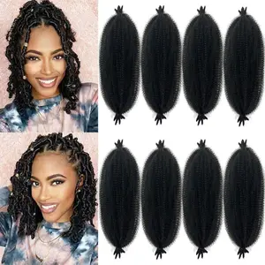 16 Inch Marley Twist Braiding Hair 8 packs Pre-Separated Springy Afro Twist Hair Extension Kinky Afro Twist Crochet Hair Braids Natural Black Spring Twist for Women (16 Inch, 1B)