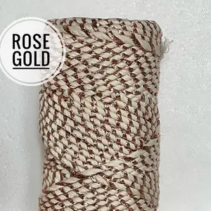 Metallic Macrame Rope | 3mm Metallic Rope | 141 Feet | Rose Gold Rope | 3mm blended rope | Metallic Cotton Blended Rope | Macrame Rope