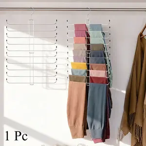 Metal Multi-functional Rotating Leggings Hanger | Foldable and non-slip, 10-tier design holds up to 20 pairs, saves space, ideal for closet organization, silver, height less than 27 inches.