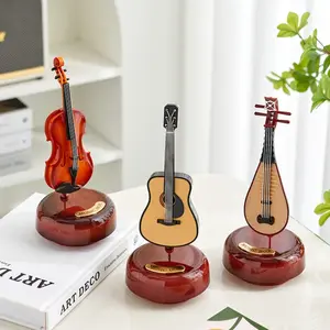 Modern Plastic Instrument Display Set, Decorative Medieval Style Music Box with Violin Guitar Saxophone, Ideal Birthday Gift and Classical Home Decoration