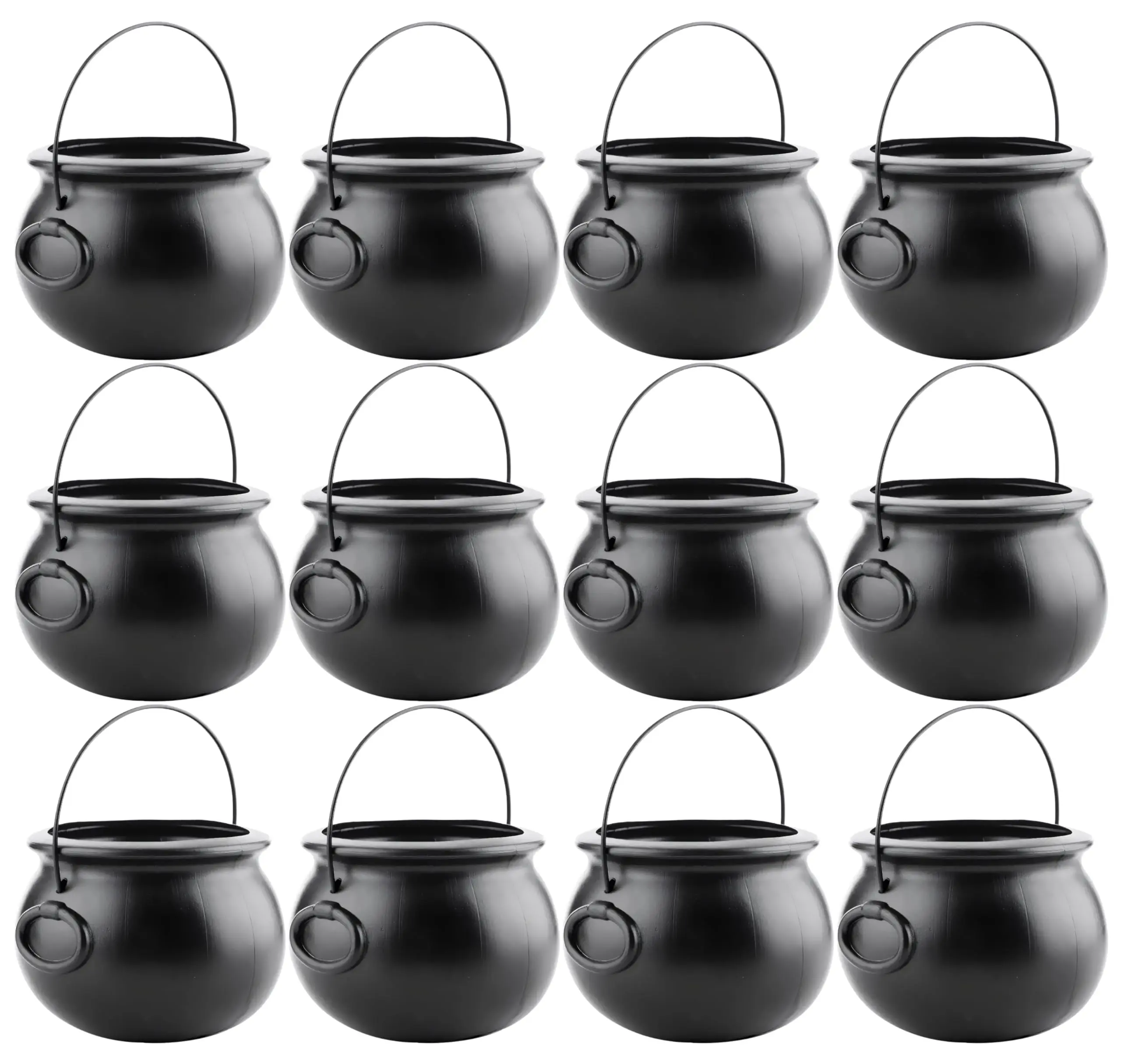 PMU Halloween Cauldron - Blow Mold Plastic Party Accessory - Candy Holder for Kids - Halloween Party Favors & Supplies - 8 Inch Black