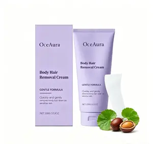 OceAura Painless Hair Removal Cream, Moisturizing Depilatory Cream with Shea Butter for Sensitive Skin, Fast-Acting Body Hair Remover for Legs & Arms - 3.53oz