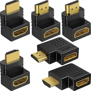 6 Pack HDMI 2.0 Male to Female Angled Adapter Left Right Up Down 90 270 Degree Right Angle HDMI Cable Connector Gold Plated 3D 4K Supported