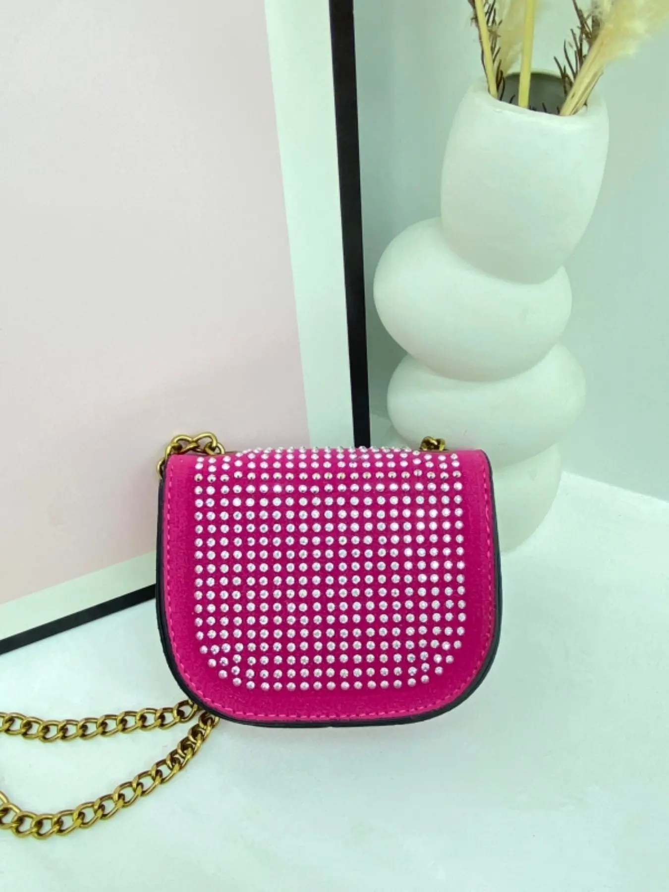 Elegant Rhinestone Crossbody Shoulder Bag, Casual Plain Design 