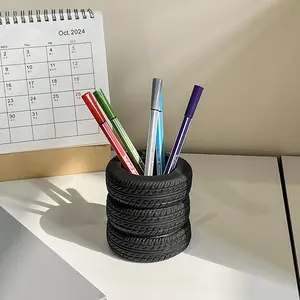 Creative Tire Shape Office Supply Desktop Multi-Functional Storage Marker Pen Holder, Makeup Brush Organizer, Work Organizer, Desk Decor Ornament