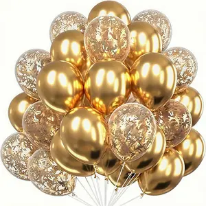 30 Metallic Gold Confetti Balloons | Party Scene Decoration Balloons, Metallic Latex Balloons, Suitable for Graduation Parties, Birthdays, Weddings, Anniversaries, Bridal Showers, New Year Decorations