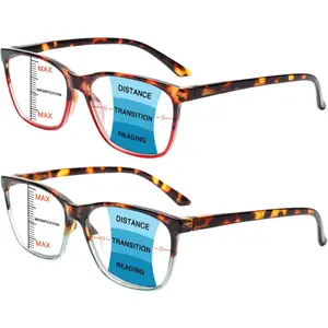 Progressive Multifocus Reading Glasses Blue Light Blocking,Spring Hinge Readers for Women Men (Mix Color, 3.50, multiplier_x)