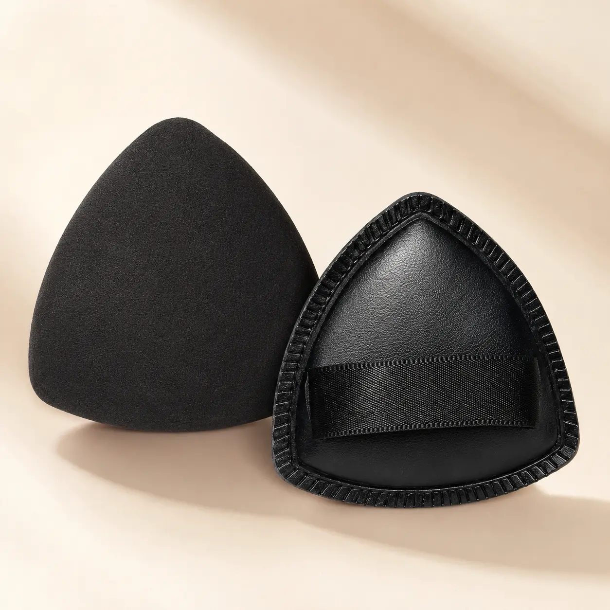 Mini Foundation Makeup Puff, 3-Layer Black Triangle Sponge with 2-Finger Control, Precise Blending for Liquid Foundation, BB Cream & Concealer