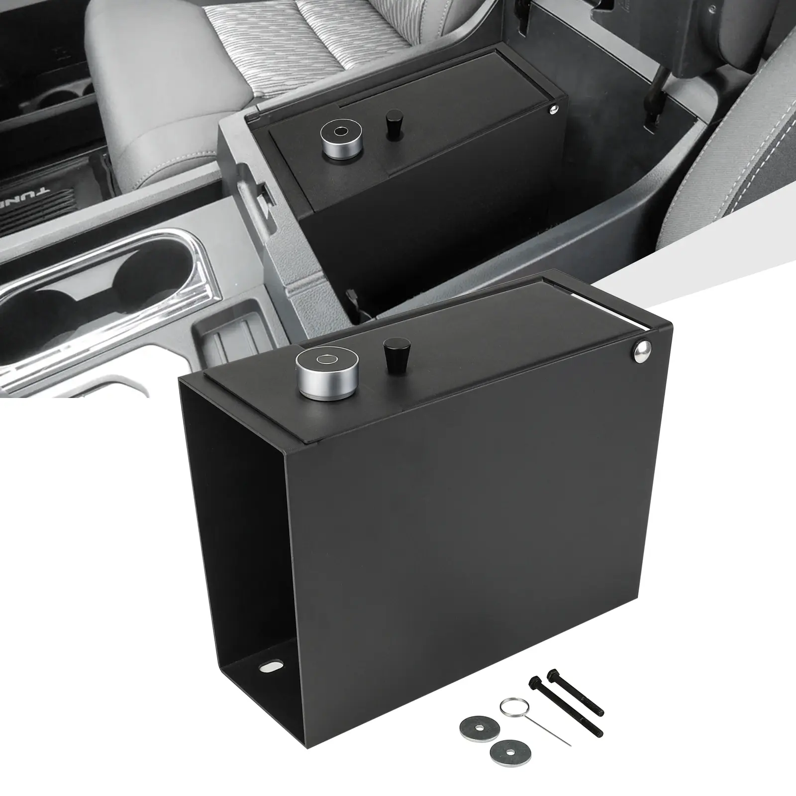 Biometric Fingerprint Center Console Safe Compatible with Toyota Tundra 2014-2021, Heavy Duty Steel Vehicle Gun Safe Box, OE 00016-34174