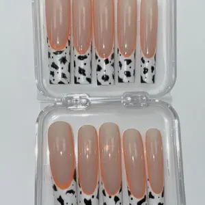 AK COSMETICS Press On Nails - Elegant Beige & Cow Print Design - Perfect for Any Occasion - High-Quality Artificial Nails