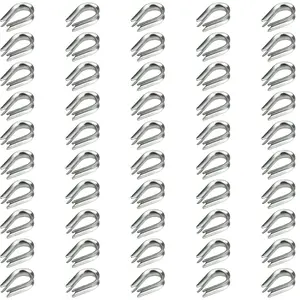 50 Pack M2 Stainless Steel Thimbles for 3/64 Inch and 1/16 Inch Diameter Wire Rope, Durable Hardware for Cable Rigging Projects