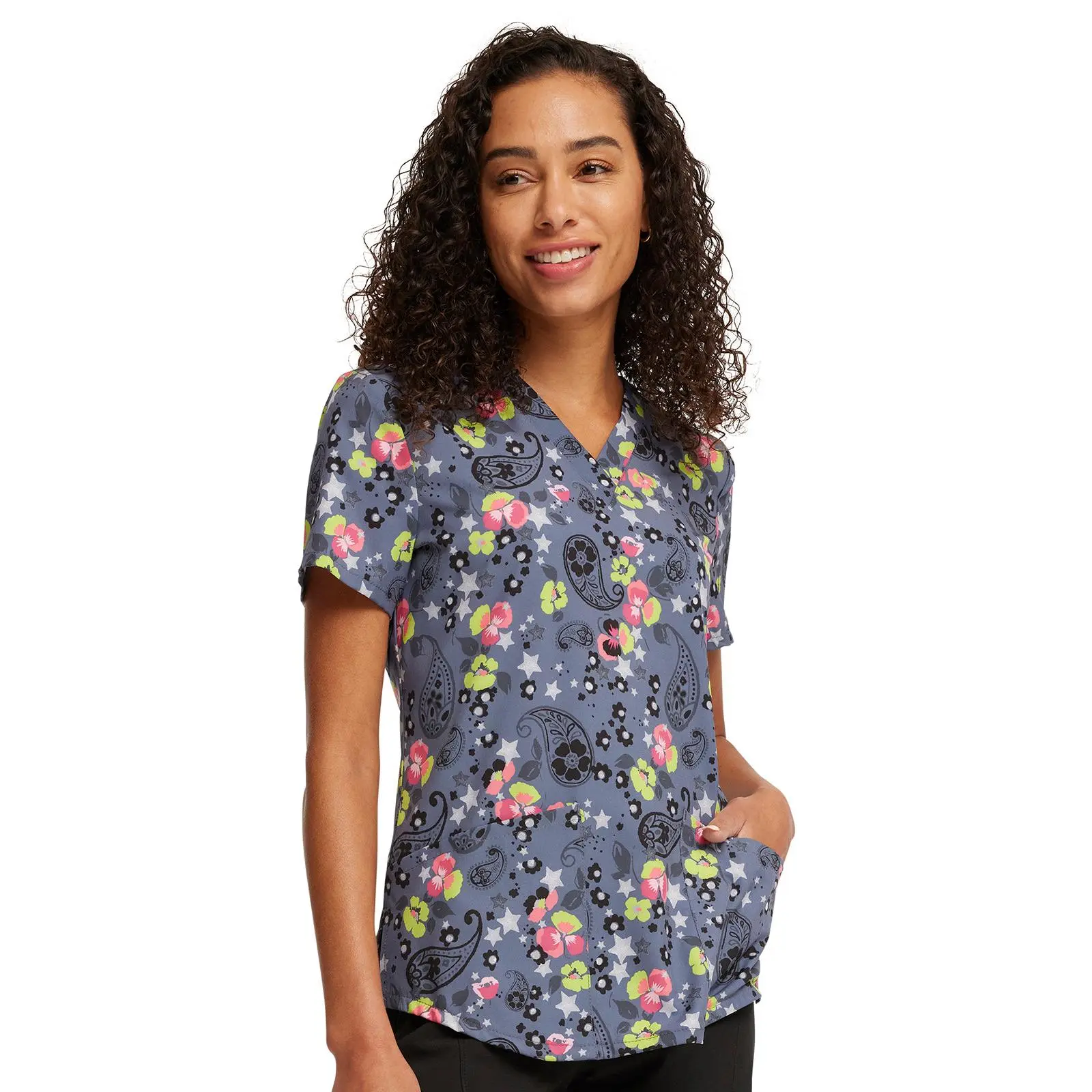 Clearance Cherokee Prints Paisley Petals V-Neck Printed Top