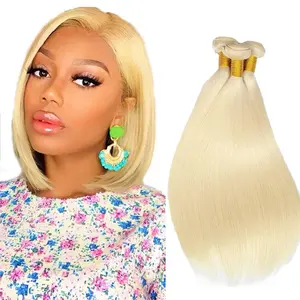 Blonde Human Hair Bundles 613 Straight Bundles Human Hair Extensions 10A Brazilian Virgin Honey Blonde Human Hair 3 Bundles 14 16 18 Inch