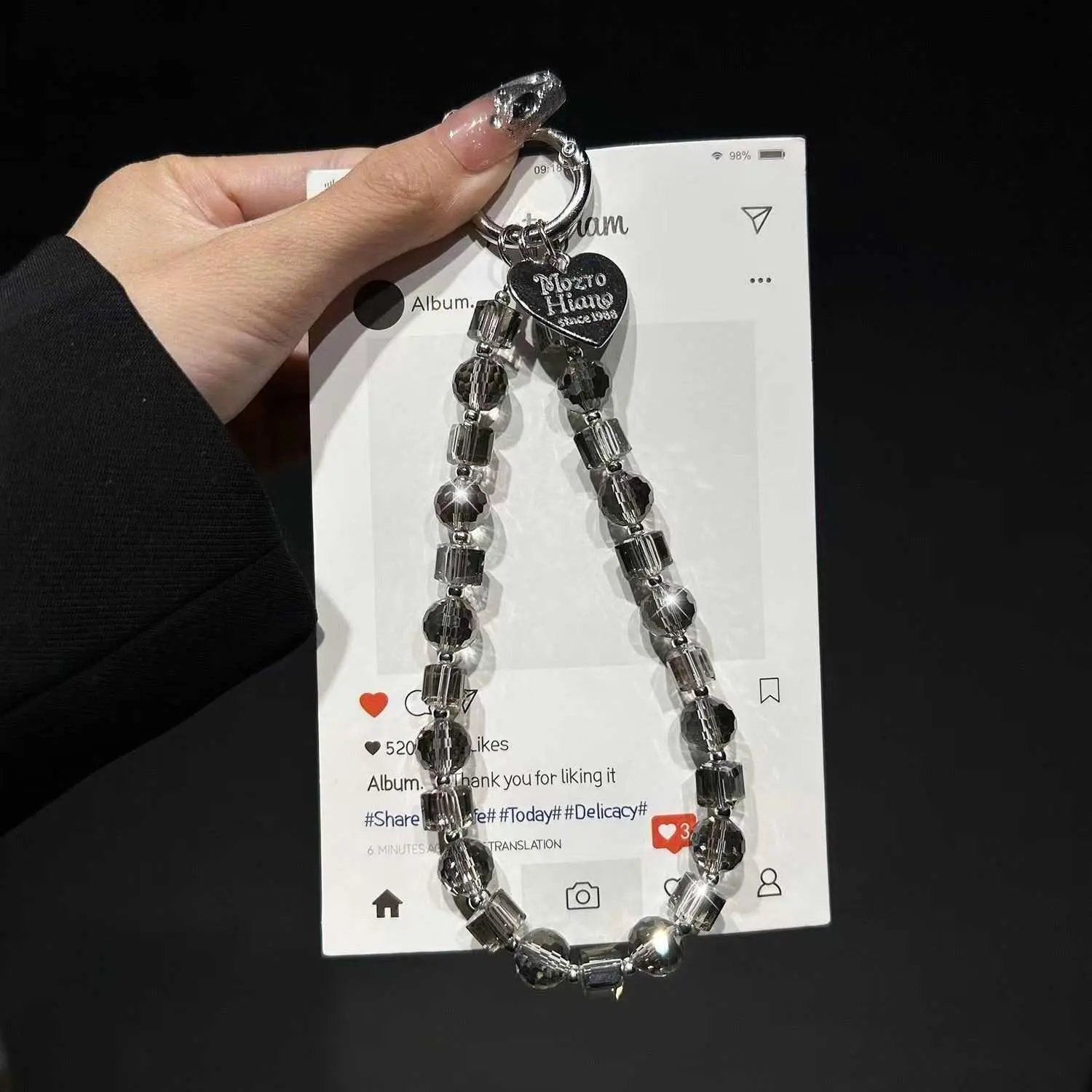 Fashion Square  Phone Chain Heart Tag Phone Case Lanyard Short Handheld Bag Keychain Charm for Women HNU93