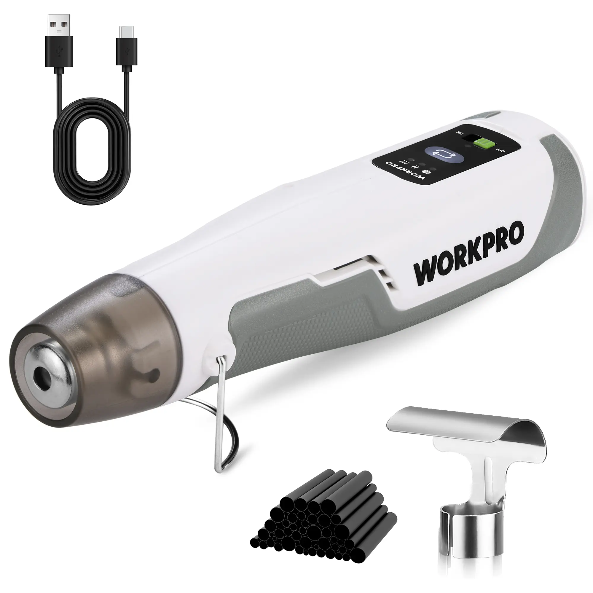 #backtoschool WORKPRO 7.2V Cordless Mini Heat Gun for DIY Crafts, 4000mAh Hot Air Gun, 1.5s Fast Heating, 3 Temp Settings (Cool/572°F/842°F), USB-C Rechargeable