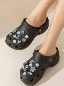 12 Piece Mermaid Shell Shoe Charms Set, Pearl Decorative Seashell Accessories, Detachable DIY Shoe Ornaments for Women Adults