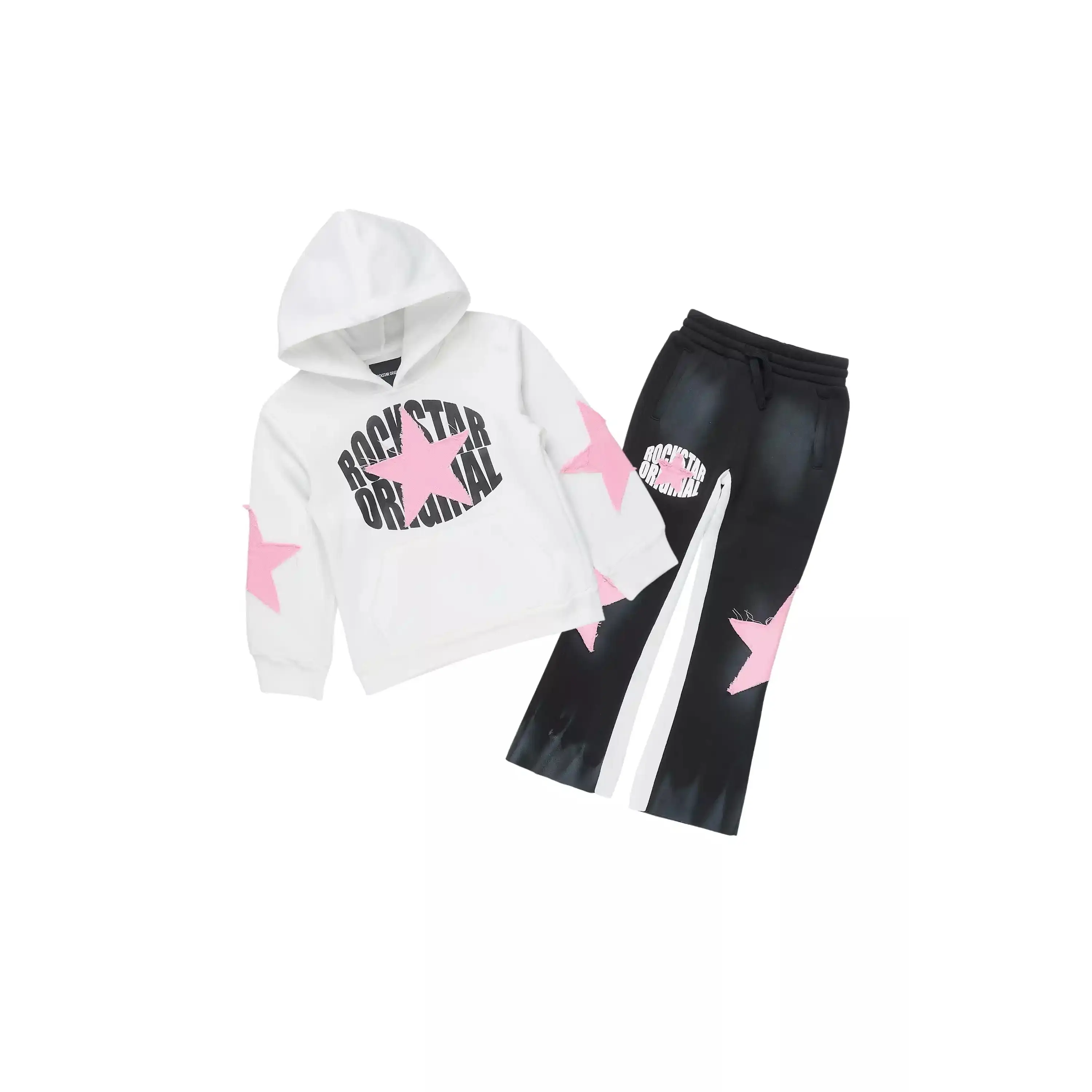 Girls Khaly White/Black Stacked Track Set
