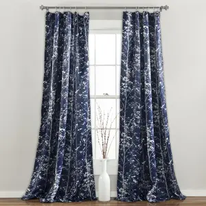 Lush Decor Forest Room Darkening Window Panel Set - Dark Fabric Curtains with Unique Pattern Design