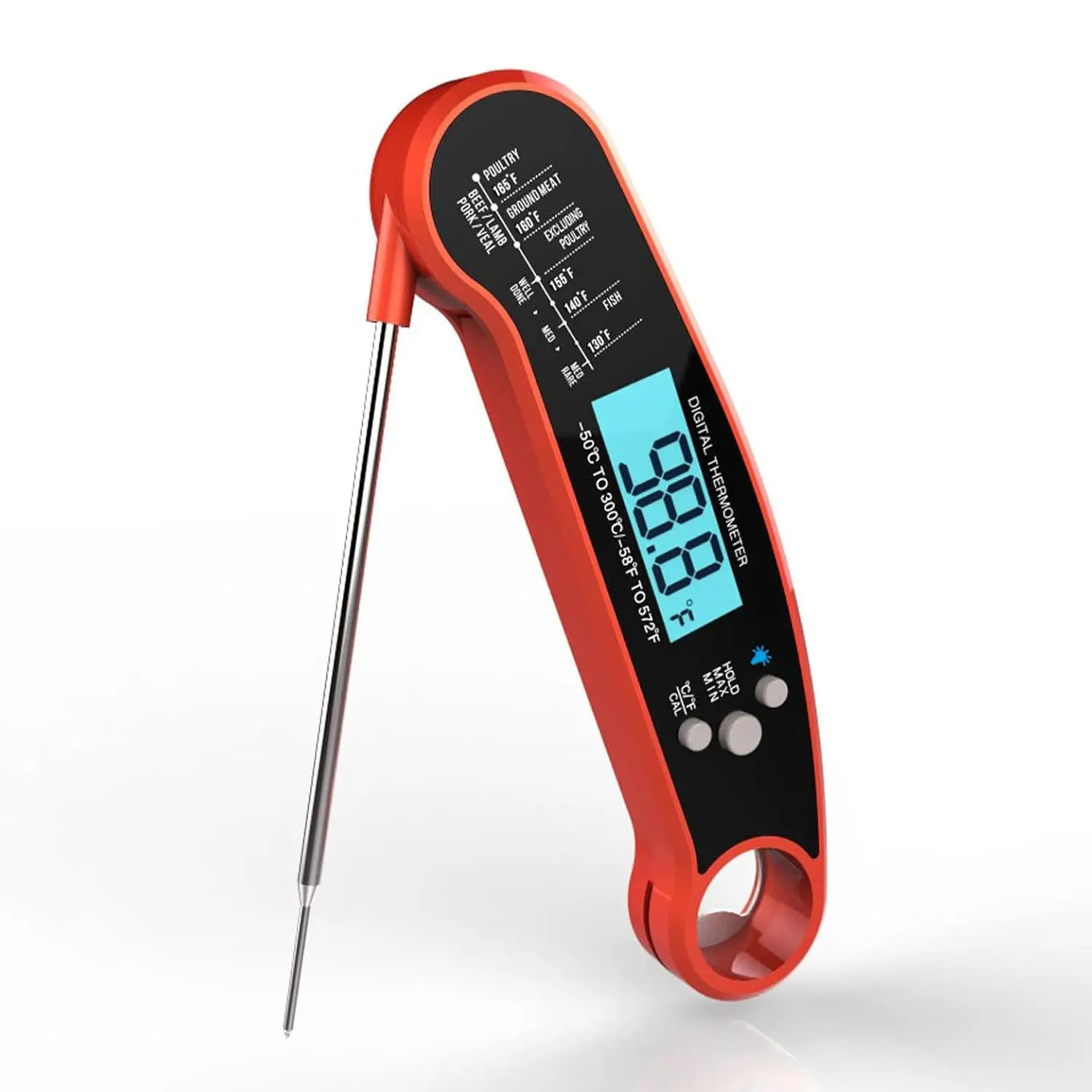 FAVIZITO FAVIZITO Digital Meat Thermometer, Instant Read Food Temperature Thermometer, Probe Thermometer, LCD Thermometer with Backlight & Display for Kitchen, BBQ, Cooking, Grilling, Air Fryer, Utensils, Kitchen Gadgets, Modern, Measuring