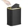 KSSKSS 2.1 Gal Slim Swing-Top Lid Stainless Steel Trash Can with Removable Inner Liner, Bathroom Trash Can, Home Office Bin