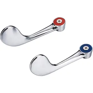 2 Pack Faucet Handle Replacement Kit, Commercial Faucet Parts Wrist Blade Lever Handles for Industrial Restaurant Commercial Sink Faucet, Fits 0.43" Round Stem Hole