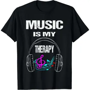 100% Premium Cotton T-Shirt Music Is My Therapy Musician T-Shirt