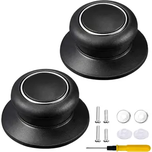 2Pcs Pot Lid Knobs, Universal Kitchen Bakelite Pan Lid Handle, Heat Resistant and Prevent Static Electricity, Easy Installation for Casserole Glass Pot Lid Top Replacement Cookware Knob