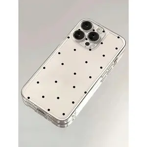 1pc Blush Pink Minimalist White Polka Dot Artistic Pattern Matte Textured Full Coverage Shockproof TPU Fashionable Smartphone Case - Cellphone Accessories for Handheld Devices, Compatible with iPhone 17/16/15/14/13/12/11 Pro Max/Plus/XR/7/8 (Office Gift)