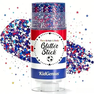 KIDGENIUS Red White Blue Glitter Stick - Safe, Easy Sparkle Party Activity Supply for Kids, Independence Day Celebrations