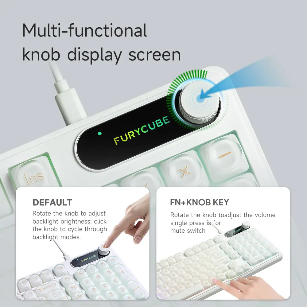 FURYCUBE IP98 Foundation Keyboard, 98 keys with knob Translucent