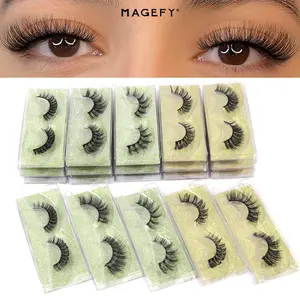 MAGEFY 20 Pairs 5 Designs False Eyelashes, Fake Mink Soft Fiber Cross Criss Cat Eye Wispy Lash Extensions for Makeup Women Cosmetics