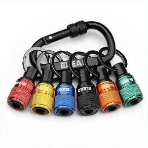 6-Piece Bit Holder Key Chain, 1/4 inch Multi-Color Hex Shank Bit Holders, Quick Release Design with Keychain Carabiner for Nut Driver, Screwdriver & Drill Bits, Tools Gifts for Men