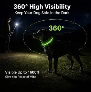 Ultra Bright LED Dog Collar – 1600ft Visibility | 360° Safety Glow | 7 Color Modes Adjustable | Rechargeable & Waterproof | Perfect for Night Walks | Adjustable Fit | USB Charging