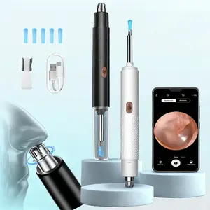 1 Piece 2-in-1 Visual Ear Pick Nose Hair Trimmer, Unisex Stainless Steel Head Nose Hair Remover, Painless Nose and Ear Hair Removal Nose Hair Shaver Trimmer, Earwax Removal Tool, Ear Cleaner with Camera, Rechargeable Earwax Removal Kit