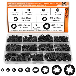 360 count 9 Sizes Internal   Lock Washers, Quick Speed Locking Washers, Push Nuts, Speed Clips Retaining Clips Fasteners Assortment Kit