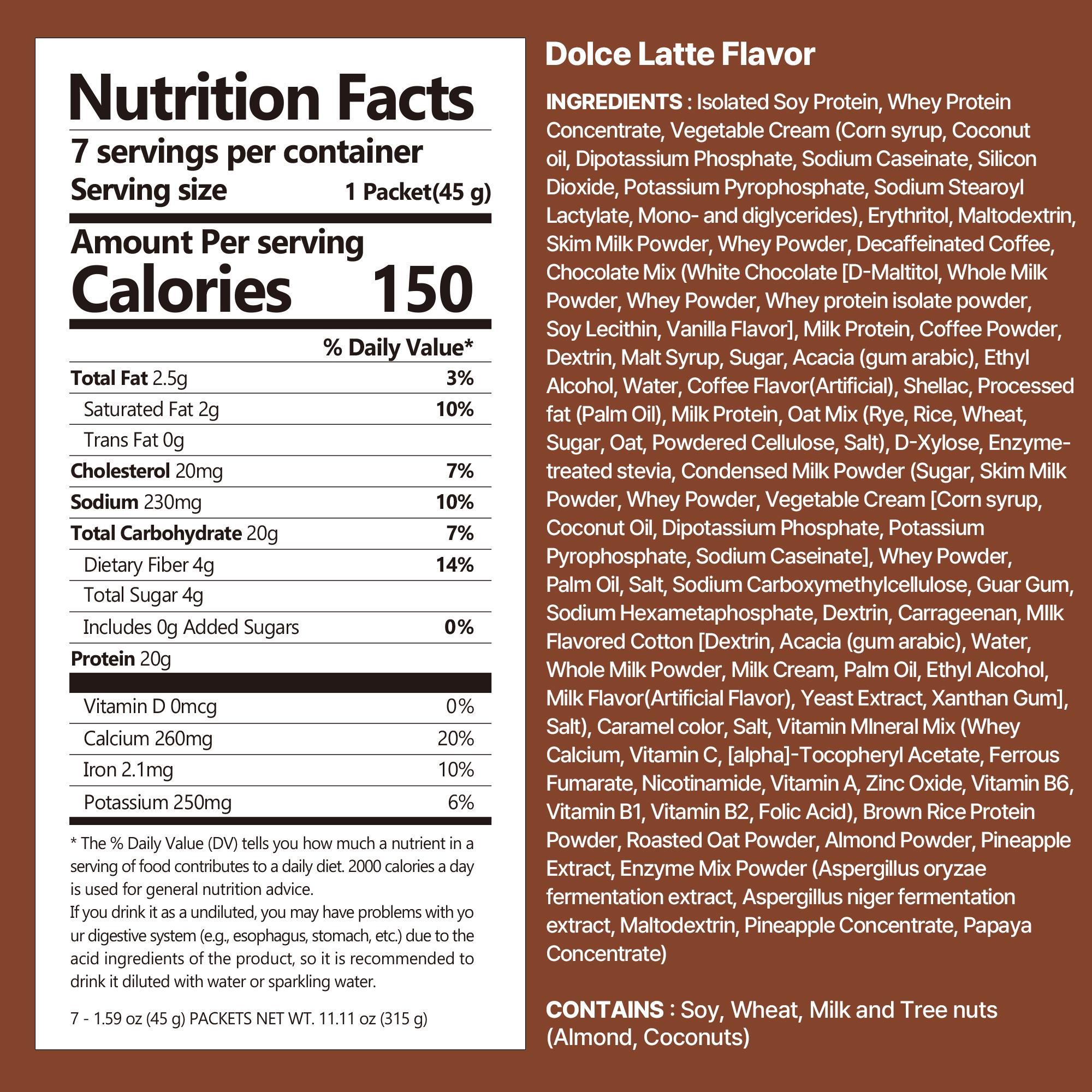 [Fullight Official] Flimeal Crunchy Protein Powder Duo Pack (7p x 2), 20~22g Protein, Low Sugar & Keto-Friendly On-the-Go-Pack, Easily Digestible Preworkout Meal Replacement Drink