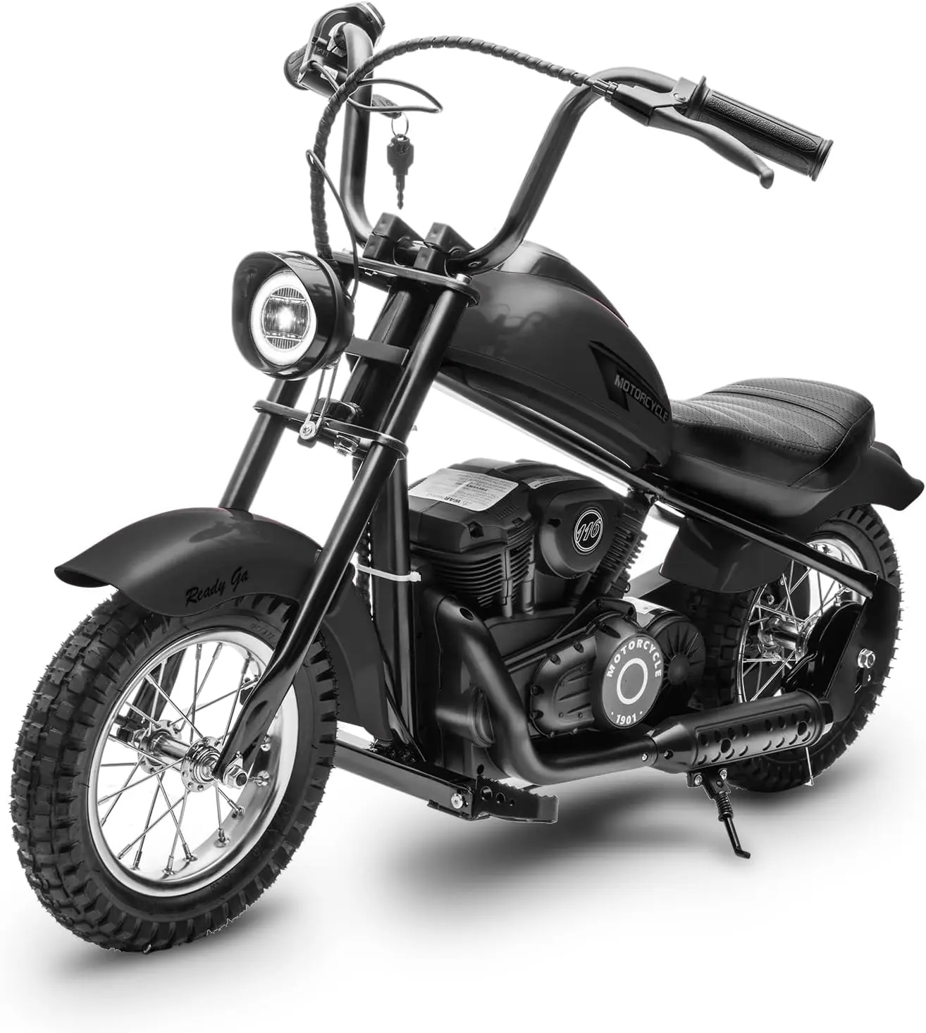 【Holidays Christmas Gift】Kids' Black Electric Dirt Bike with Sturdy Frame, 24V 300W Motor, 15 MPH Top Speed, LED Lights, 12 in Pneumatic Tires for Superior Traction & Children's Balance Coordination Development, Children Development