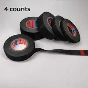 Automotive Wiring Harness Velvet Cloth Insulation Tape, Adhesive Cloth Tape, 4 Counts/set High Temperature Resistant Fabric Wiring Tape, Soundproofing Solution for Cars