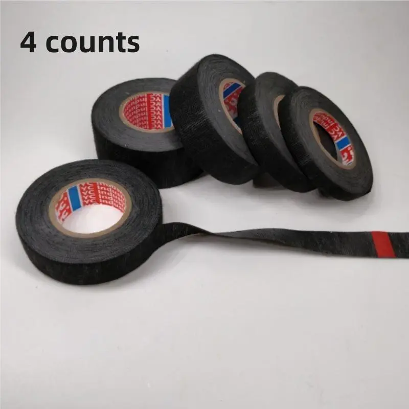 Automotive Wiring Harness Velvet Cloth Insulation Tape, Adhesive Cloth Tape, 4 Counts/set High Temperature Resistant Fabric Wiring Tape, Soundproofing Solution for Cars