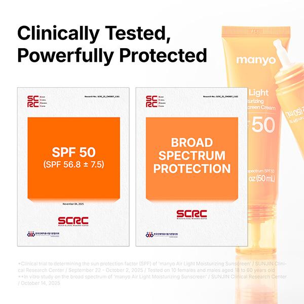 [manyo] Airlight Moisturizing Sunscreen - Lightweight Hydrating Korean Sunscreen, No White Cast Daily Sun Shield, Skin Repair Makeup Prep Moisture Hydrate
