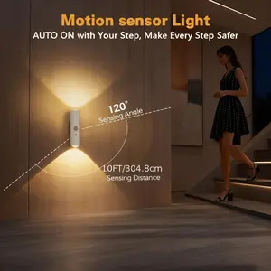 USB Rechargeable Motion Sensor Wall Light, Adjustable Brightness, Under Cabinet Lighting for Kitchen, Hallway, Closet, Stairs, Home Use