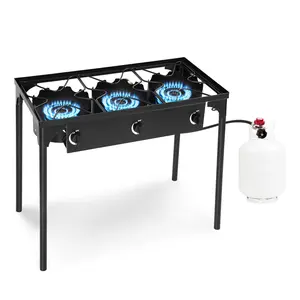 Camping Stove, 3 Burner Propane Camp Stove w/Detachable Legs, 225,000-BTU Output, 20 PSI Regulator & CSA Certification, 30’’ Outdoor Gas Stove, High Pressure Propane Burner for BBQ (3 Burner)