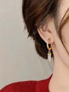 Chic 18k Gold Plated Earrings Set, Creative Personalized Pendant Design, Fashion Simple Jewelry for Women, 2pcs Ear Studs & Hoop Earrings