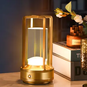 Rechargeable Battery Operated Metal Lamp, Portable Cordless LED Table Light – 3 Color Stepless Dimming Touch for Home, Outdoor, Restaurant, Bedroom outdoorfun Mood Wave Sunset RGB Heater Warmer Candle Electric Adjustable