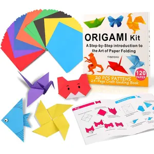 Origami Kit For kids ,120 Sheets Origami Paper with Instructions Book, 6x6 Inch square easy single Sided Square Colorful Folding Paper Set for Adults Beginners Activity