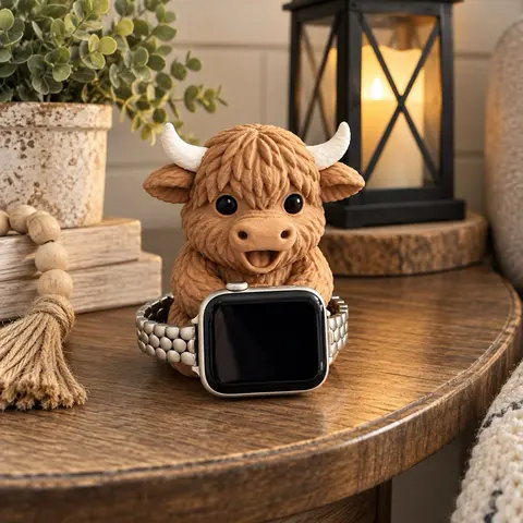 Cute Highland Cow Watch Stand, Fashion Watch Accessory for Dressers, Nightstands