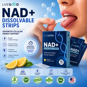 LiveGood NAD+ Rapid Dissolvable Strips for Cellular Energy Brain Health & Healthy Aging Edible Oral Strips with Natural Lemon Flavor - Healthcare Dietary Supplement