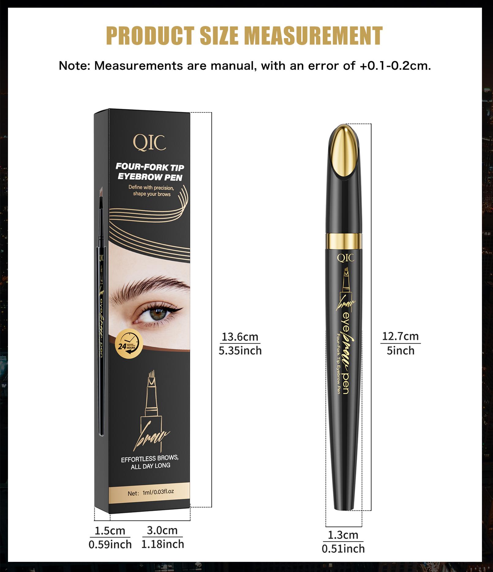 Waterproof 4-Prong Eyebrow Pencil, Fine Hair Stroke Eyebrow Pencil, Easy Control Natural Filling Tool, Long Lasting Smudge Proof for Daily Quick Makeup for Beginners.