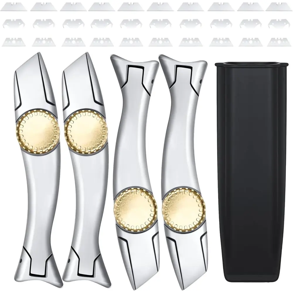 4 Pcs Heavy Duty Shark Knife Carpet Knife with 30 Pcs Replacement Knife Blades Roofing Tools Utility Knives Dolphin Knife Blade Cutter for Indoor Outdoor